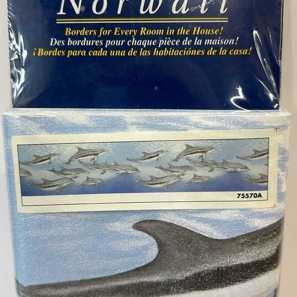Lot of 4 Dolphin Porpoise Swimming in the Ocean Norwall Wallpaper Border 75570A - Picture 2 of 2